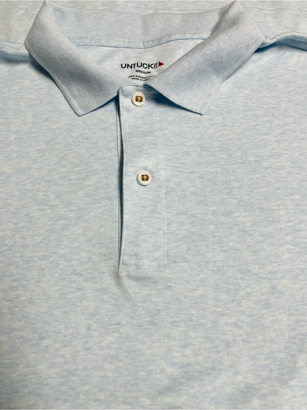 UnTuckit Men’s Polo in Supima Cotton Size Medium in Light Blue - Picture 9 of 10